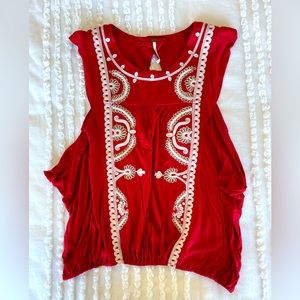 Red cotton Free People tank top